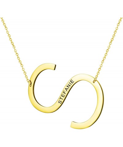 Personalized Name Necklace for Women 18K Gold Plated Stainless Steel Large Initial Letter Necklace Birthday Gifts for Women T...