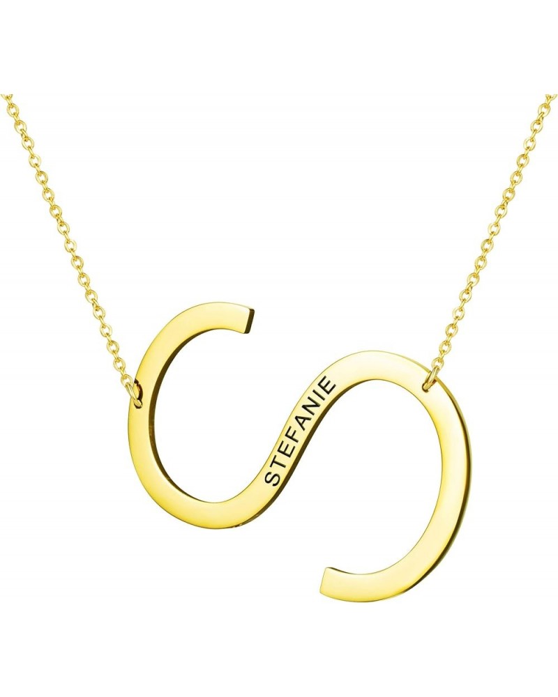 Personalized Name Necklace for Women 18K Gold Plated Stainless Steel Large Initial Letter Necklace Birthday Gifts for Women T...