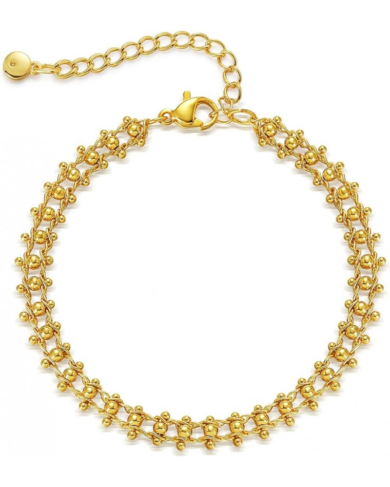 Chain Bracelets for Women Gold Link 18K Gold Filled Dainty Simple Jewelry Satellite Beaded $9.85 Bracelets