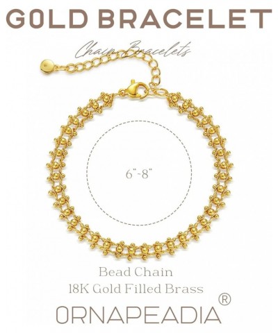 Chain Bracelets for Women Gold Link 18K Gold Filled Dainty Simple Jewelry Satellite Beaded $9.85 Bracelets