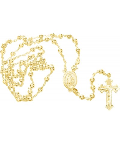 Italian Sterling Silver or Gold-tone 3mm Rosary Bead Virgin Mary Cross Necklace 20.0 Inches Silver $19.36 Necklaces