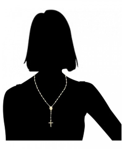 Italian Sterling Silver or Gold-tone 3mm Rosary Bead Virgin Mary Cross Necklace 20.0 Inches Silver $19.36 Necklaces