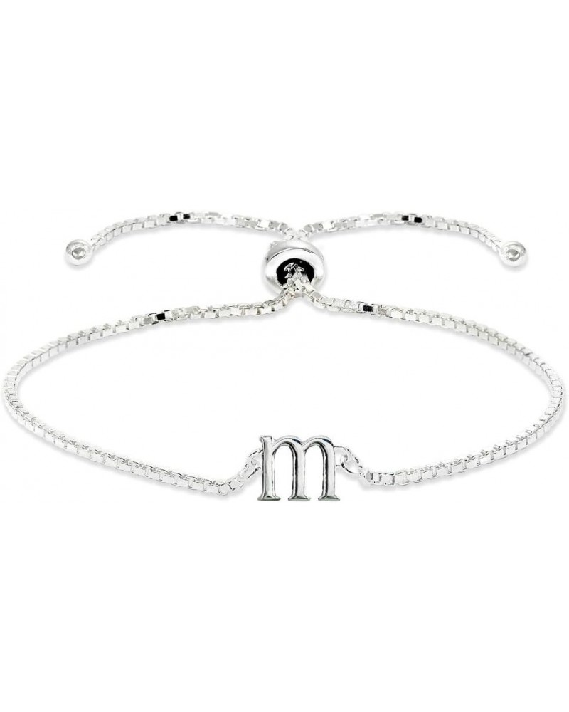 Initial Bracelet for Women Girls Sterling Silver Lowercase Alphabet Letter Name Personalized Gifts Adjustable Bracelets, A-Z ...