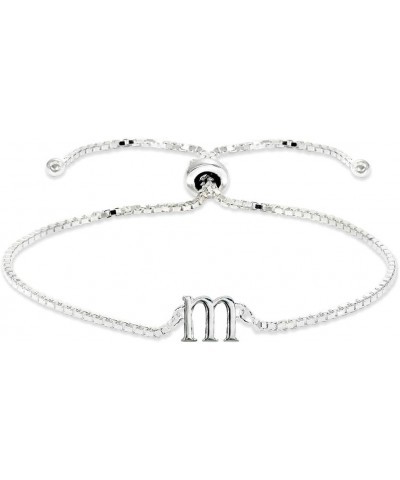 Initial Bracelet for Women Girls Sterling Silver Lowercase Alphabet Letter Name Personalized Gifts Adjustable Bracelets, A-Z ...