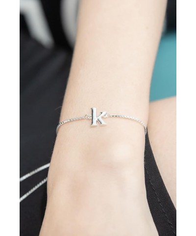 Initial Bracelet for Women Girls Sterling Silver Lowercase Alphabet Letter Name Personalized Gifts Adjustable Bracelets, A-Z ...