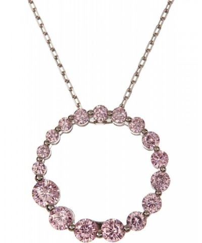 Suzy Levian Sterling Silver Cubic Zirconia Circle Journey Necklace (Pink) $27.56 Necklaces