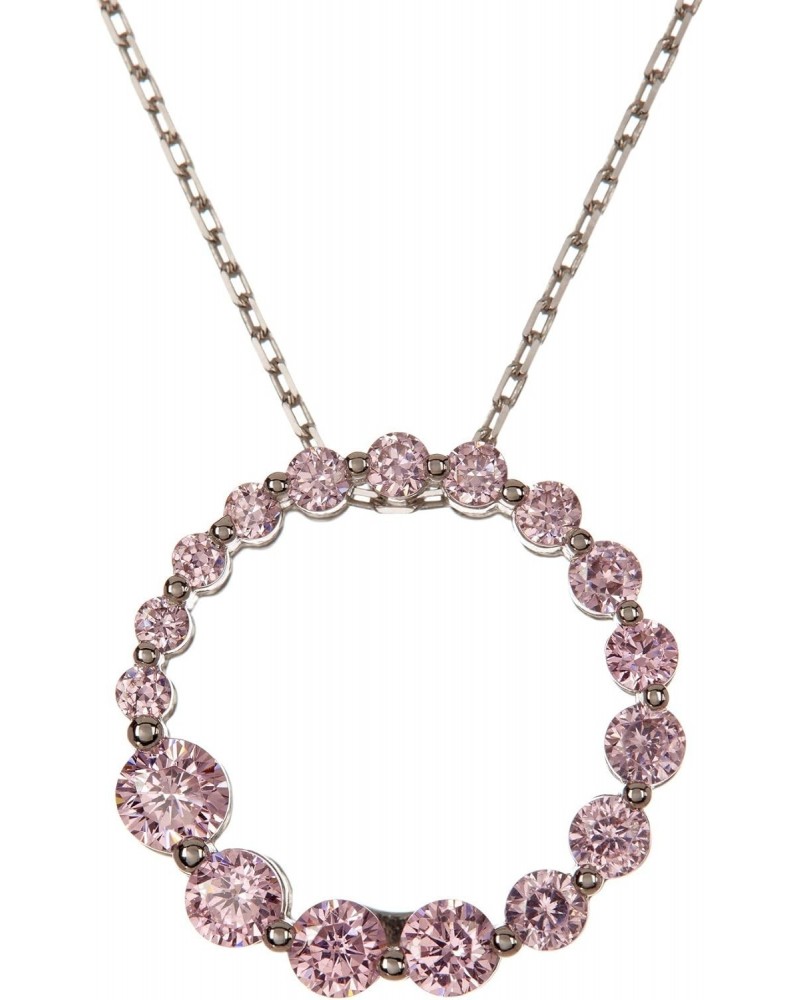 Suzy Levian Sterling Silver Cubic Zirconia Circle Journey Necklace (Pink) $27.56 Necklaces