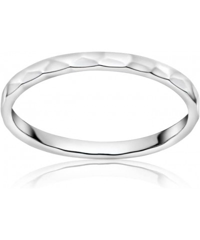 925 Sterling Silver Thin Plain 2mm Hammered Stacking Ring | Skinny Comfort Fit Stackable Band Ring for Women Men Teen Girsl $...