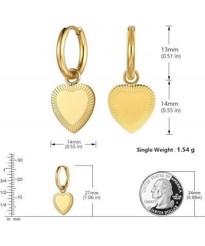 Thick 14K Gold Plated Heart Dangle Drop Earrings, Sparkling Dainty Earrings for Women Gift Gold Textured Heart $10.79 Earrings