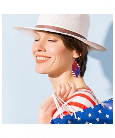 American Independence Day Flag Earrings 4th Of July Dangle Earrings Patriotic Earrings For Women Teen Girls Leaf Shape $5.68 ...