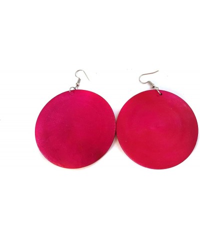 Large Circle Wood Hoop Earrings Assorted Colors 2.25 inch Pink $6.88 Earrings