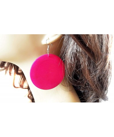 Large Circle Wood Hoop Earrings Assorted Colors 2.25 inch Pink $6.88 Earrings