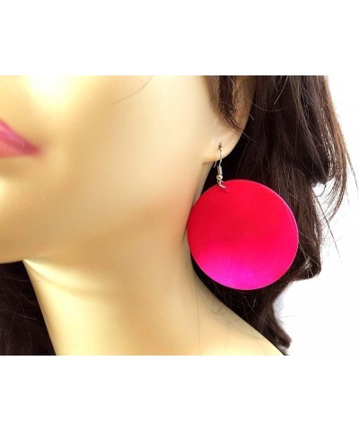 Large Circle Wood Hoop Earrings Assorted Colors 2.25 inch Pink $6.88 Earrings