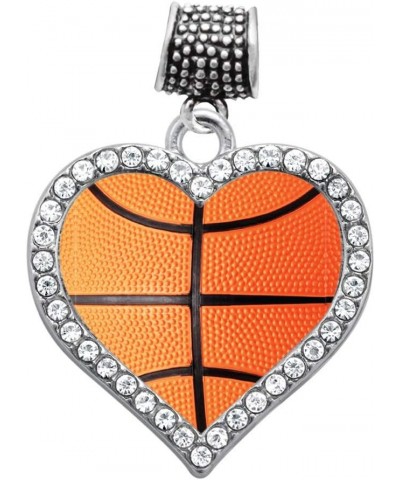 Silver Open Heart Charm for Bracelet with Cubic Zirconia Jewelry Basketball $10.99 Bracelets