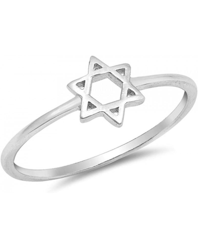 High Polish Star of David Classic Ring New .925 Sterling Silver Band Sizes 3-10 $10.00 Rings