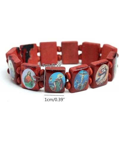 Unisex Wooden Rosary Bead Bracelet Religious Catholic Saints Icon Stretch Bracelet Elastic Bracelets Gifs WR $4.47 Bracelets