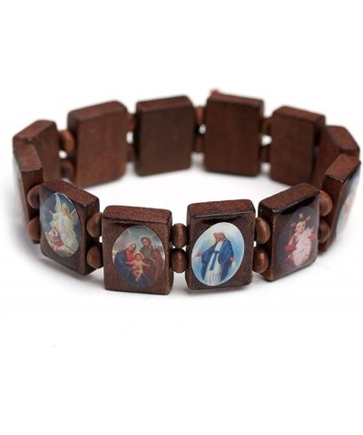 Unisex Wooden Rosary Bead Bracelet Religious Catholic Saints Icon Stretch Bracelet Elastic Bracelets Gifs WR $4.47 Bracelets