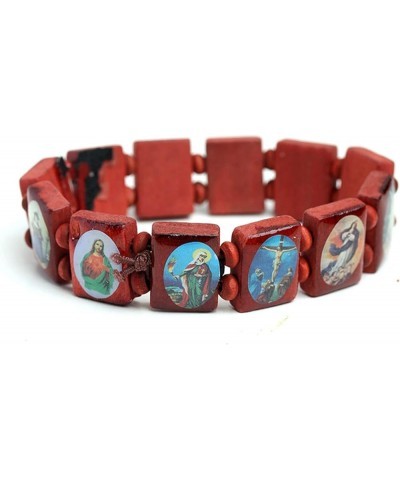 Unisex Wooden Rosary Bead Bracelet Religious Catholic Saints Icon Stretch Bracelet Elastic Bracelets Gifs WR $4.47 Bracelets