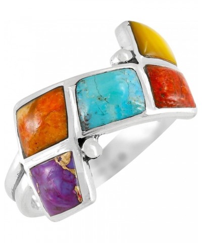 Turquoise Ring Sterling Silver 925 Genuine Gemstones Size 6 to 11 Multi $13.94 Rings