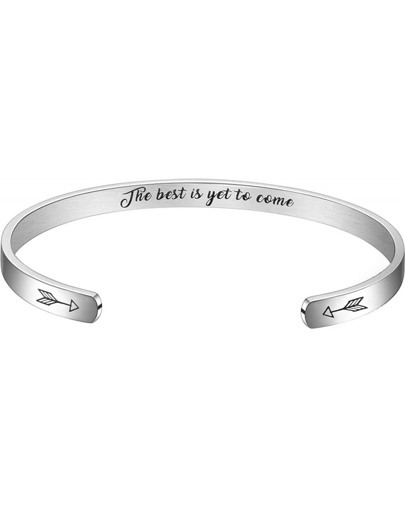 Inspirational Cuff Bangle Bracelet for Women Teen Girls Personalized Motivational Mantra Engraved 316L Surgical Stainless Ste...