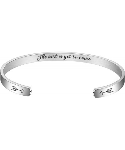 Inspirational Cuff Bangle Bracelet for Women Teen Girls Personalized Motivational Mantra Engraved 316L Surgical Stainless Ste...