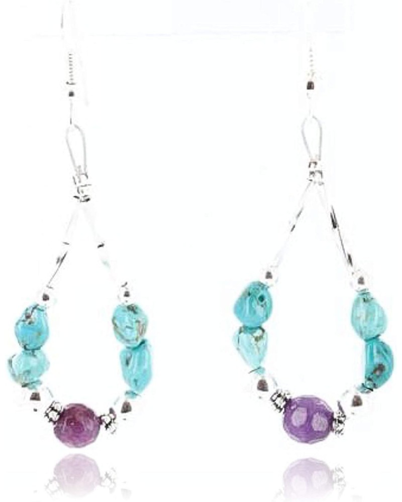 Certified Silver Navajo Hooks Turquoise Agate Native Earrings 371047650254 Made By Loma Siiva $33.58 Earrings