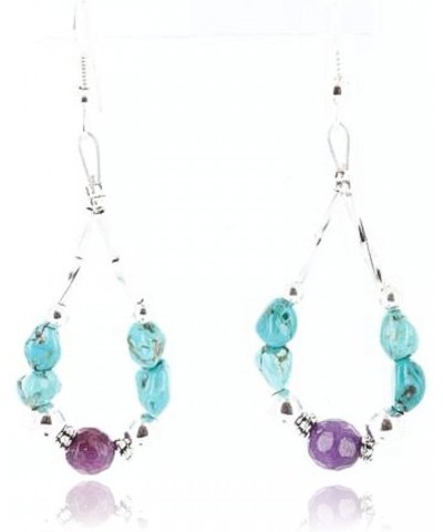 Certified Silver Navajo Hooks Turquoise Agate Native Earrings 371047650254 Made By Loma Siiva $33.58 Earrings