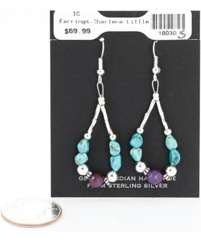 Certified Silver Navajo Hooks Turquoise Agate Native Earrings 371047650254 Made By Loma Siiva $33.58 Earrings