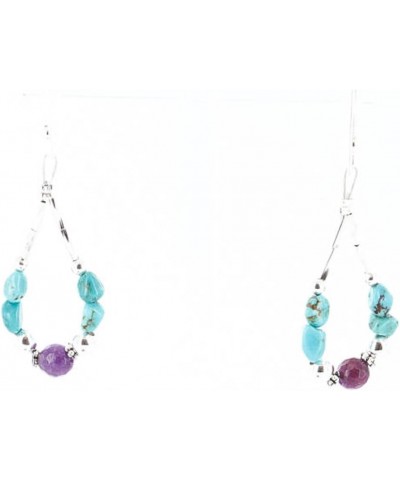 Certified Silver Navajo Hooks Turquoise Agate Native Earrings 371047650254 Made By Loma Siiva $33.58 Earrings