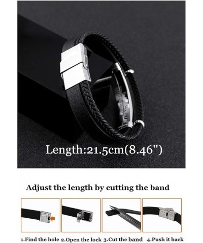 Personalized AA NA Sobriety Gifts for Women Men,Stainless Steel Leather Narcotics Alcoholics Anonymous Addiction Bracelets Ba...