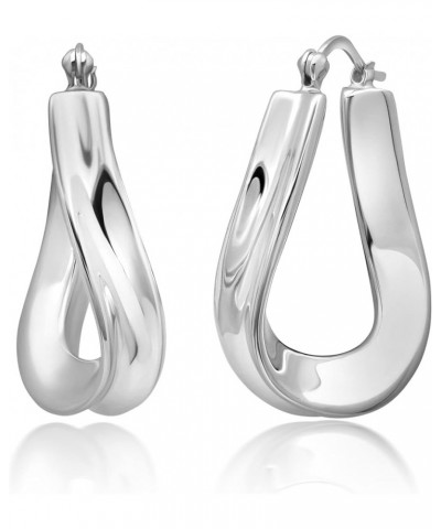 Sterling Silver Lightweight Click Top Hoop Earrings in Various Styles Wavy Hoops $20.64 Earrings