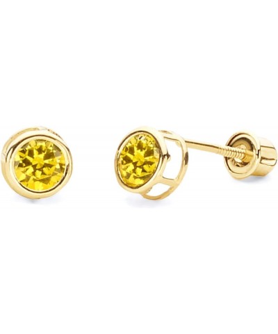 14k Yellow Gold 5mm Round Bezel Set Stud Earrings with Screw Back - 12 Different Color Available Nov $30.60 Earrings