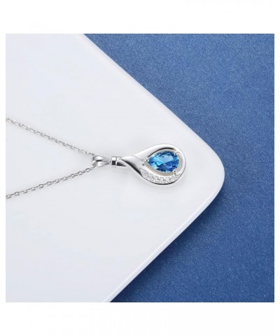 Teardrop Urn Necklace for Ashes - 925 Sterling Silver Blue Cremation Pendant Memorial Keepake Funeral Necklace Jewelry Gifts ...