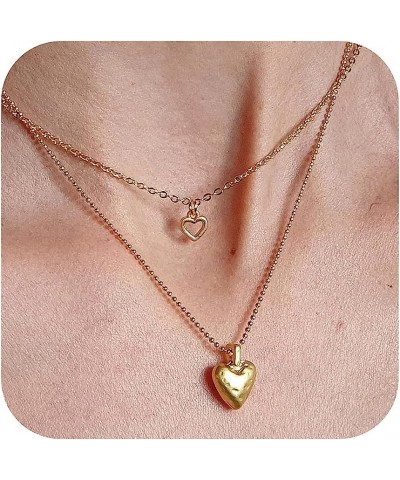 Gold Heart Necklace for Women Dainty Tiny 14k Gold Filled Heart Pendant Choker Necklaces Small Gold Love Open Heart Chain Nec...