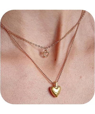 Gold Heart Necklace for Women Dainty Tiny 14k Gold Filled Heart Pendant Choker Necklaces Small Gold Love Open Heart Chain Nec...