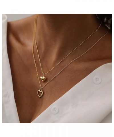 Gold Heart Necklace for Women Dainty Tiny 14k Gold Filled Heart Pendant Choker Necklaces Small Gold Love Open Heart Chain Nec...