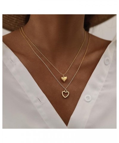 Gold Heart Necklace for Women Dainty Tiny 14k Gold Filled Heart Pendant Choker Necklaces Small Gold Love Open Heart Chain Nec...