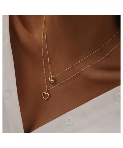 Gold Heart Necklace for Women Dainty Tiny 14k Gold Filled Heart Pendant Choker Necklaces Small Gold Love Open Heart Chain Nec...