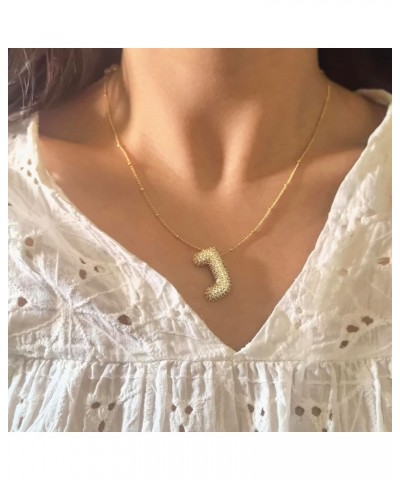 Bubble Letter Necklace Gold Balloon Initial Pendant Necklace Dainty Zirconia Alphabet Name Necklace for Women Girls Birthday ...