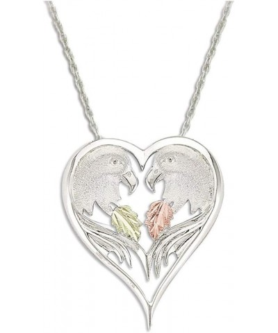 Rhodium-Plated Sterling Silver Majestic Eagle and Wings Heart Pendant, 12k Rose and Green Black Hills Gold 18.0 Inches $65.05...