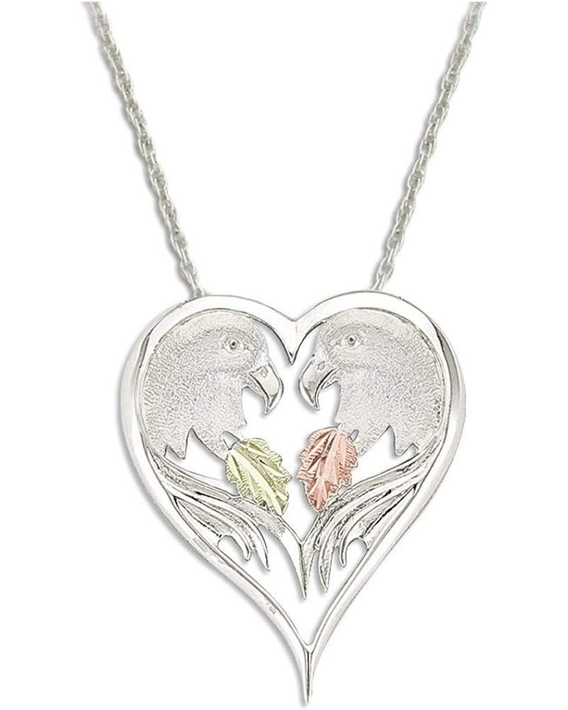 Rhodium-Plated Sterling Silver Majestic Eagle and Wings Heart Pendant, 12k Rose and Green Black Hills Gold 18.0 Inches $65.05...