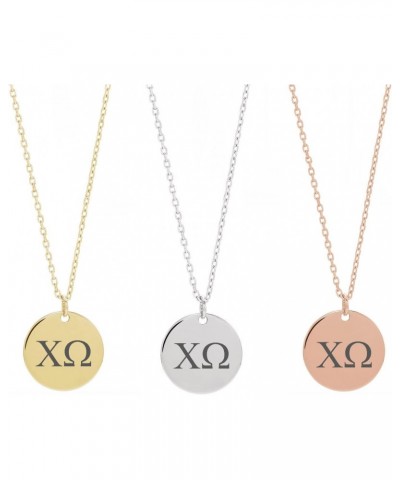 Dainty Chi Omega Necklace Sorority Necklace Sorority Circle Drop Lavalier Necklace Big Little Gift $14.12 Necklaces