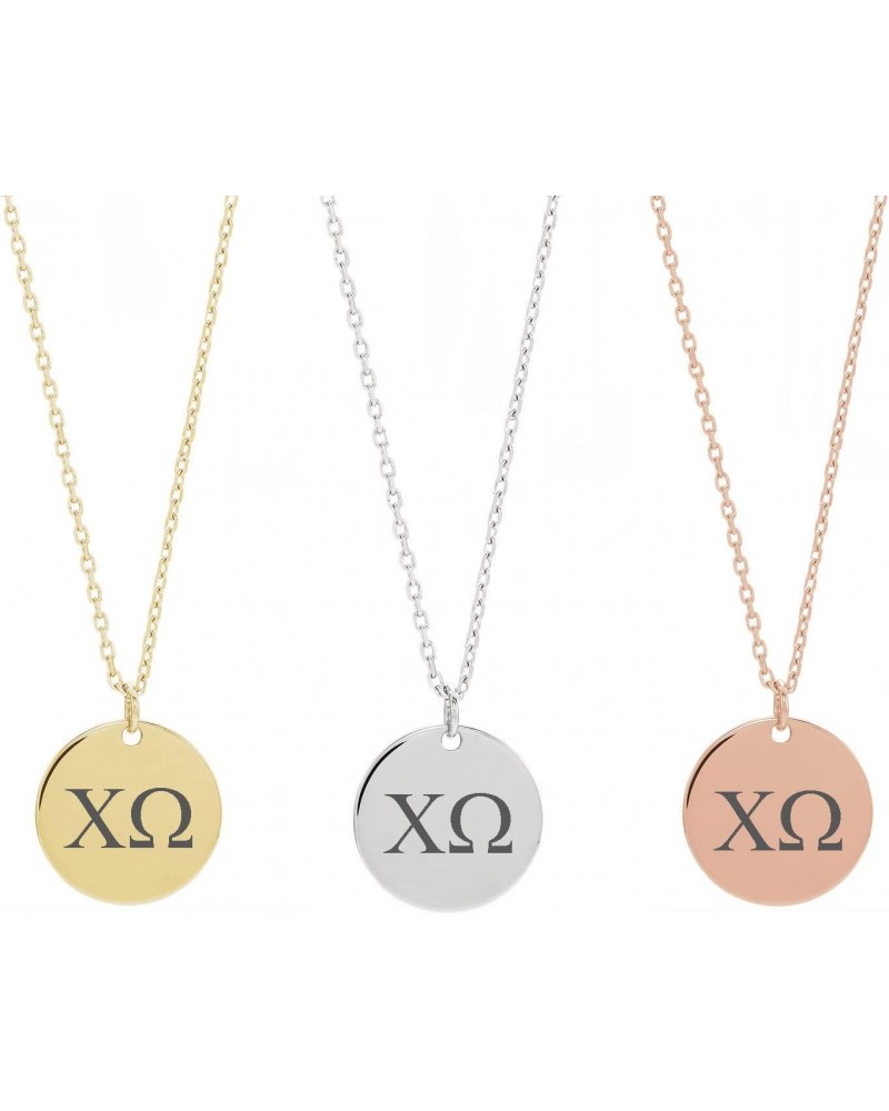 Dainty Chi Omega Necklace Sorority Necklace Sorority Circle Drop Lavalier Necklace Big Little Gift $14.12 Necklaces