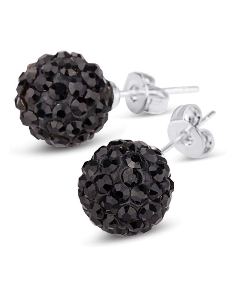 Classic Genuine Sterling Silver Black Swarovski Crystal Bead Ball Stud Earrings in 6mm $19.49 Earrings