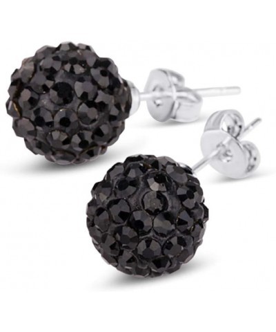 Classic Genuine Sterling Silver Black Swarovski Crystal Bead Ball Stud Earrings in 6mm $19.49 Earrings