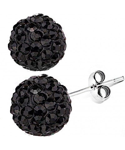 Classic Genuine Sterling Silver Black Swarovski Crystal Bead Ball Stud Earrings in 6mm $19.49 Earrings