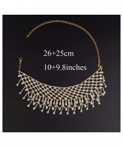 Boho Women Dainty Chunky Short Rhinestones Prom Tassel Choker Necklaces for Women Luxurious Bar Party Choker Necklace for Wom...