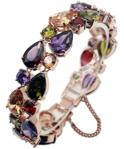 Rose Gold Multi Gemstone Jewelry Sets for Women,Sparkling Garnet Amethyst Morganite Peridot Topaz 8 inch Bracelet $17.45 Rings