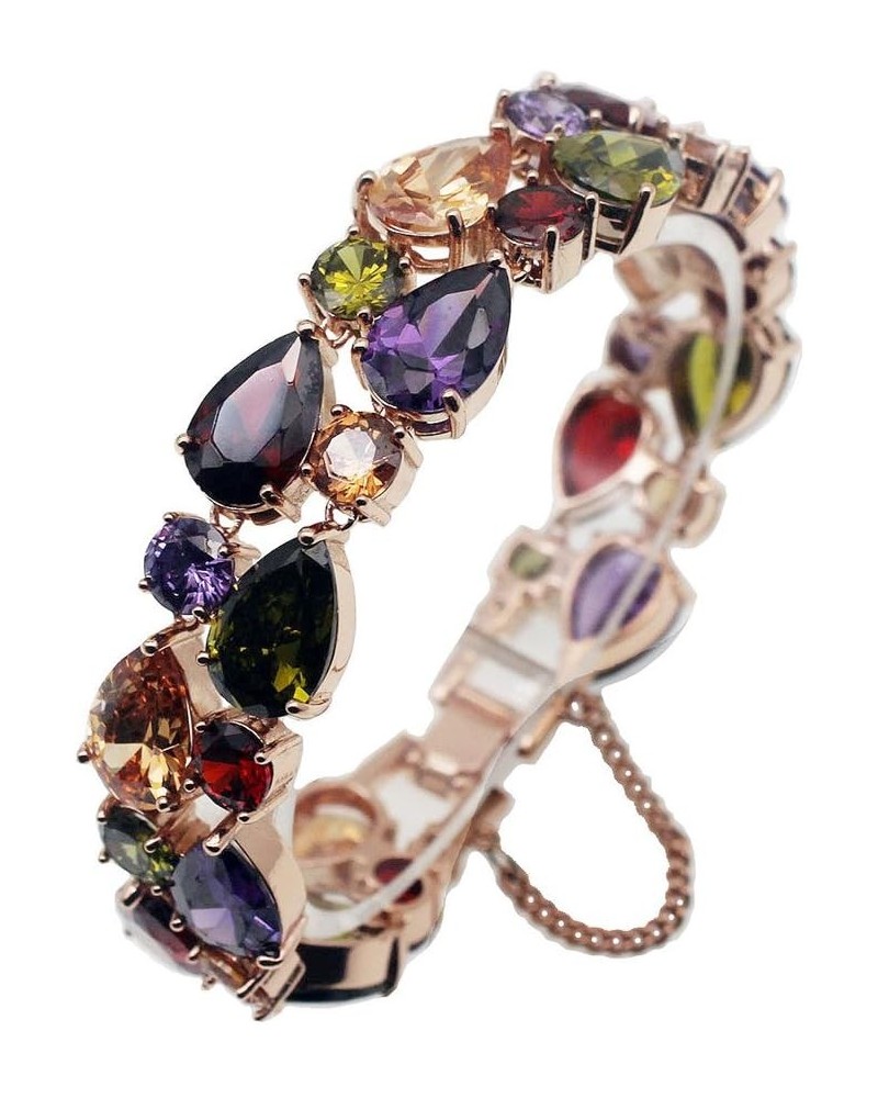 Rose Gold Multi Gemstone Jewelry Sets for Women,Sparkling Garnet Amethyst Morganite Peridot Topaz 8 inch Bracelet $17.45 Rings