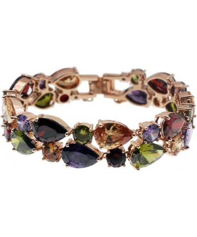 Rose Gold Multi Gemstone Jewelry Sets for Women,Sparkling Garnet Amethyst Morganite Peridot Topaz 8 inch Bracelet $17.45 Rings